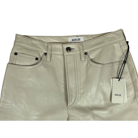 Agolde Women's Recycled Leather Relaxed Boot Pant in powder Sz 27 - NWT - Picture 7 of 14